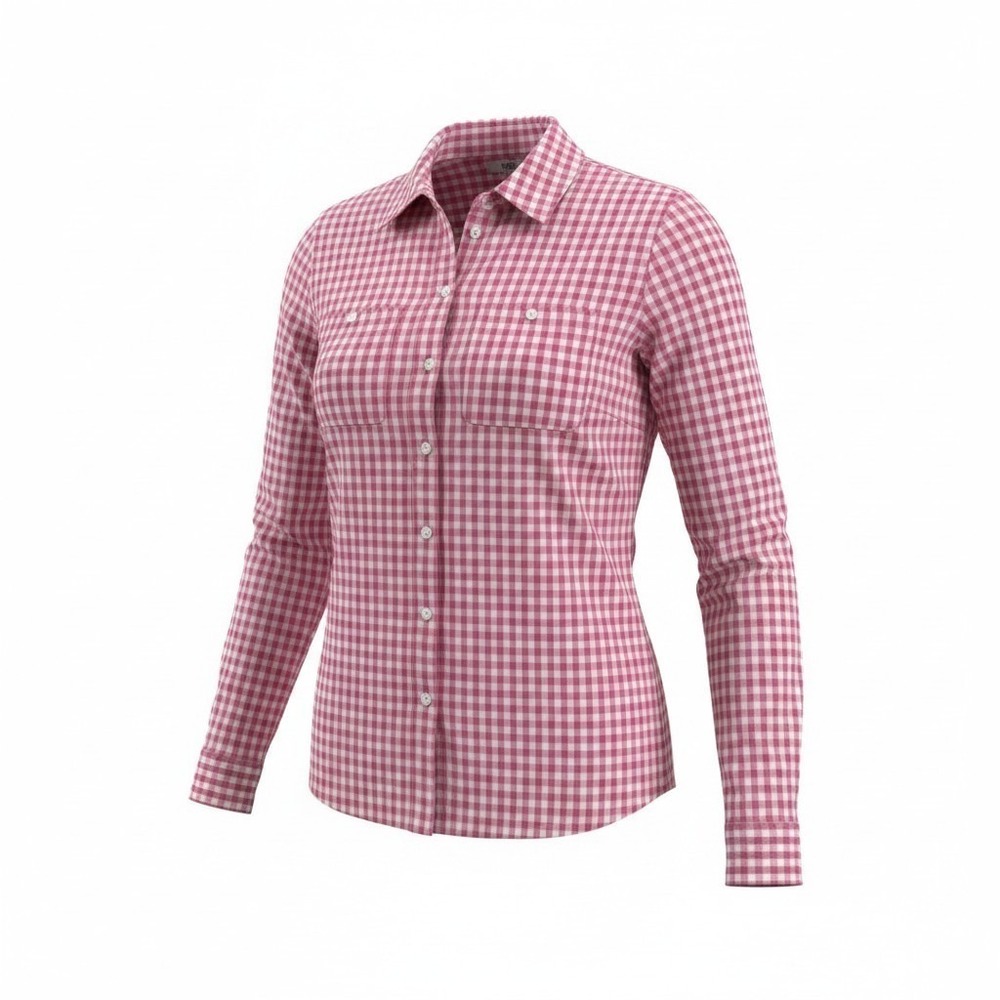 Croft & Barrow Womens Pink Gingham Button Down Shirt Long Sleeve Small‎ Pocketed
